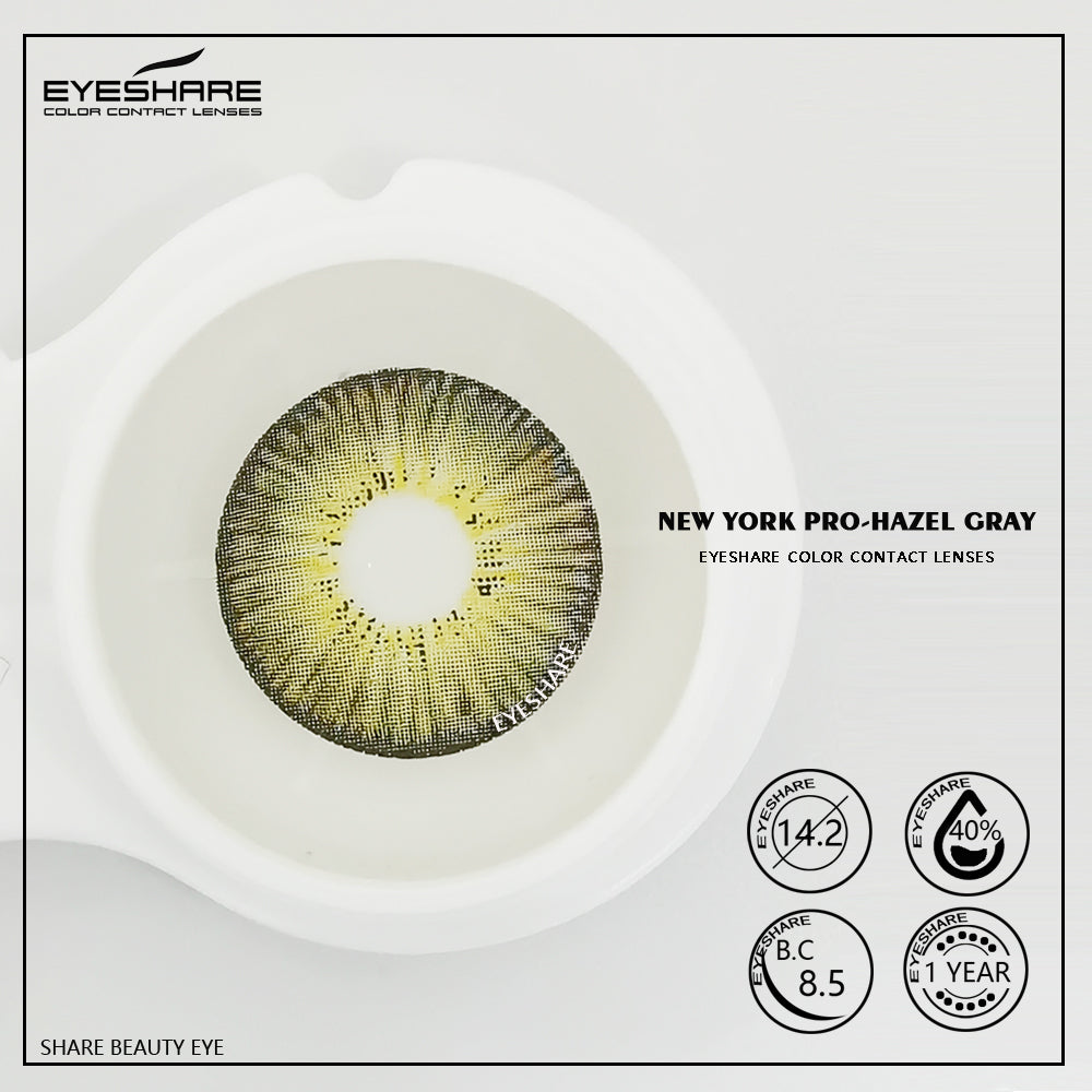 NewYork Hazel Gray 14.2mm 1 Pair | 1 Year