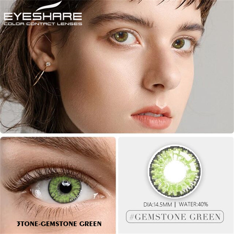🎁 3Tone Gemstone-Green 14.5mm 1 Pair | 1 Year (100% off)