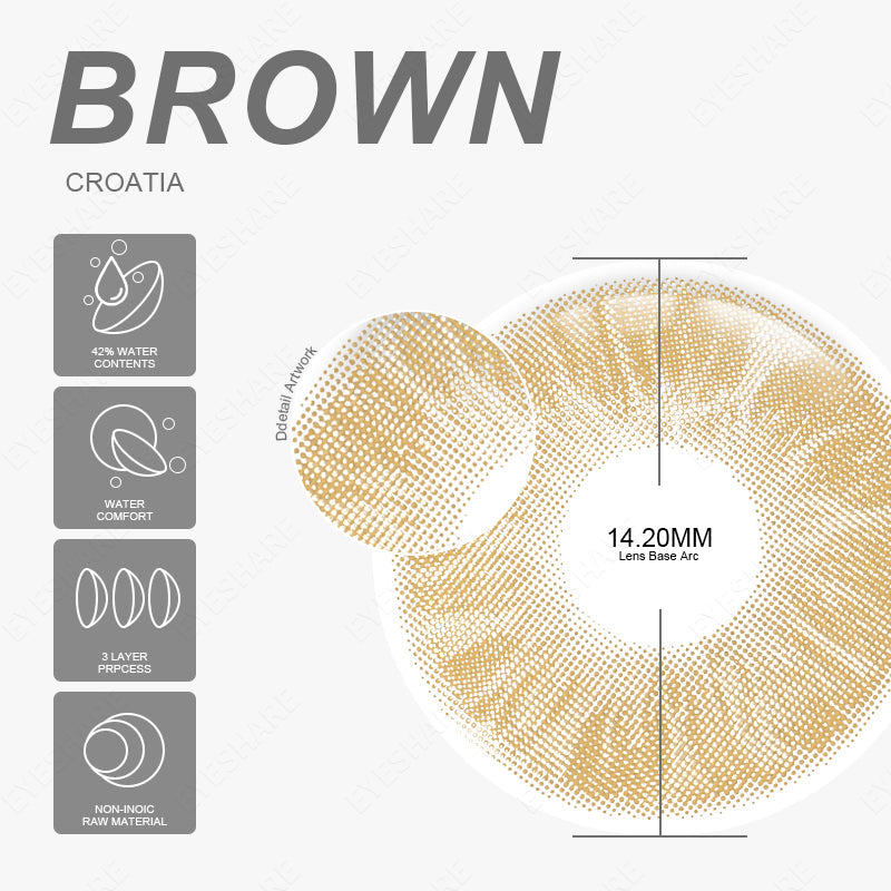 Croatia Brown 1 Day Use I 14.2mm,10 Pcs=5Pair