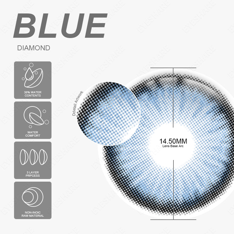 Diamond Blue 14.5mm 1 Pair | 1 Year