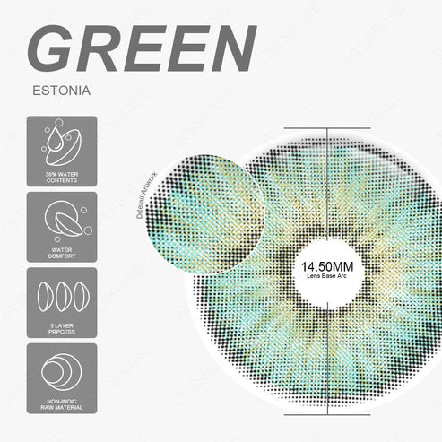 Estonia Green 14.5mm 1 Pair | 1 Year