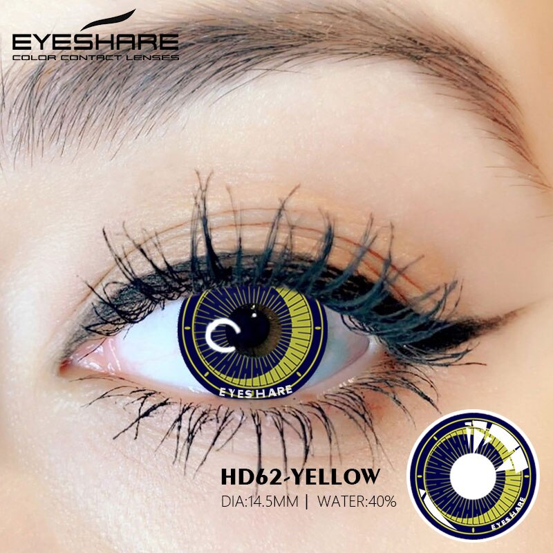 🎁 Cosplay HD62 Yellow 14.5mm 1 Pair | 1 Year (100% off)