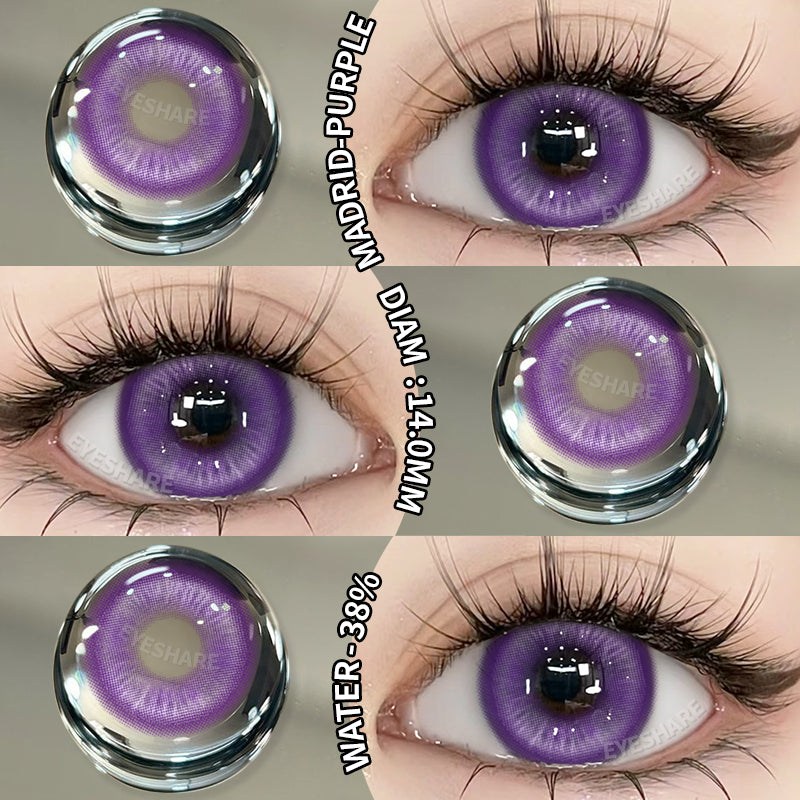 🎁 Cosplay Madrid Purple 14.0mm 1 Pair | 1 Year (100% off)