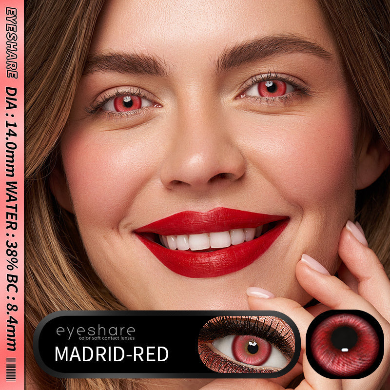Cosplay Madrid Red 14.0mm 1 Pair | 1 Year
