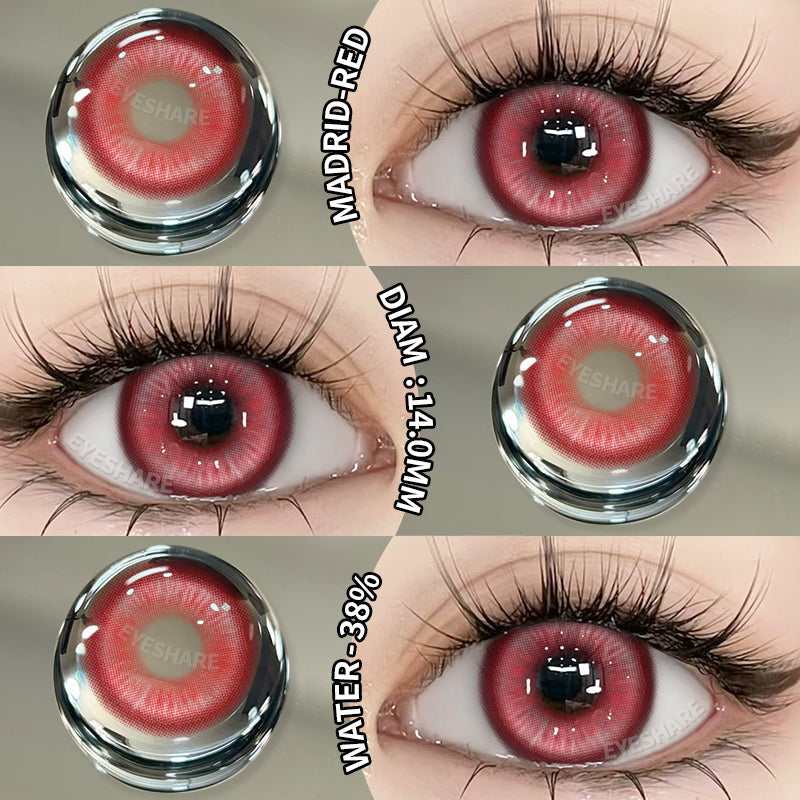 Cosplay Madrid Red 14.0mm 1 Pair | 1 Year