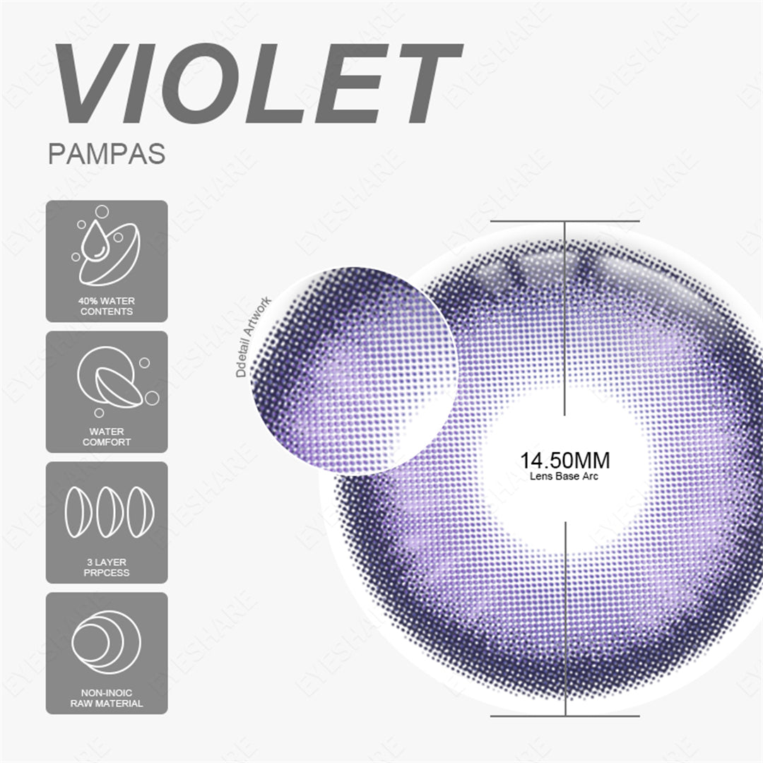 Cosplay Pampas Violet 14.5mm 1 Pair | 1 Year