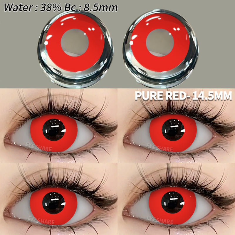 🎁 Cosplay Pure Red 14.5mm 1 Pair | 1 Year (100% off)