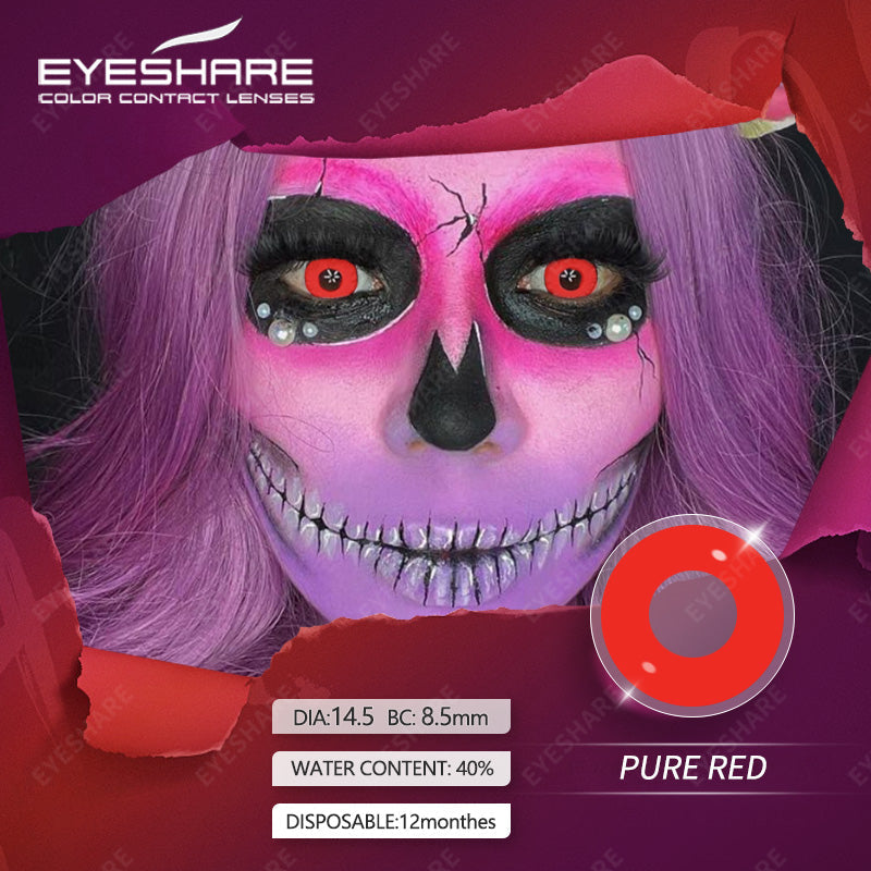 Cosplay Pure Red 14.5mm 1 Pair | 1 Year