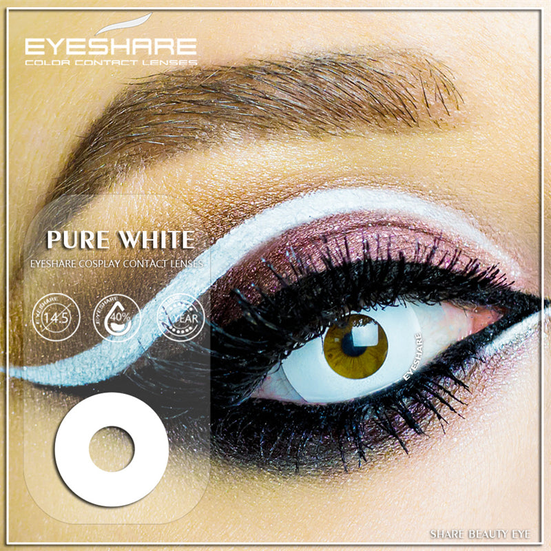 Cosplay Pure White 14.5mm 1 Pair | 1 Year