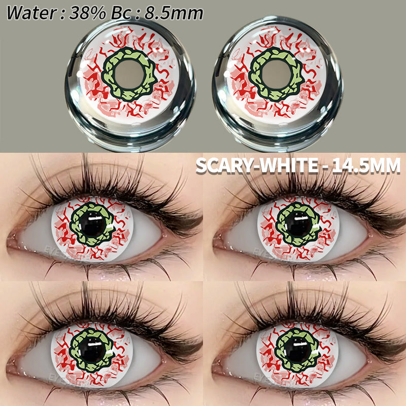 🎁 Cosplay Scary White 14.5mm 1 Pair | 1 Year (100% off)