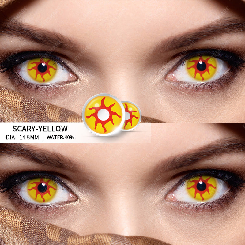 🎁 Cosplay Scary Yellow 14.5mm 1 Pair | 1 Year (100% off)